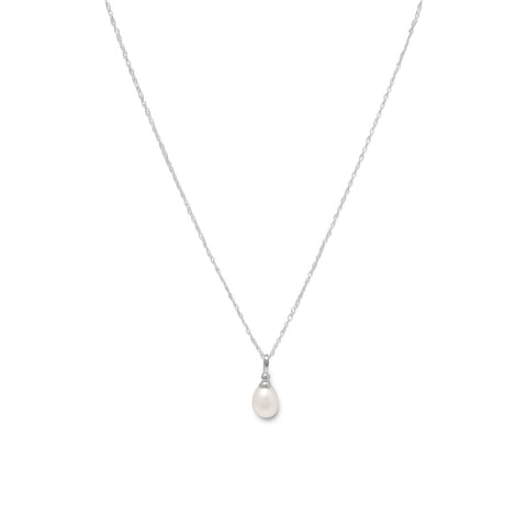 Freshwater Cultured Freshwater Pearl Necklace Rhodium Over Sterling Silver 18-inch Chain Included