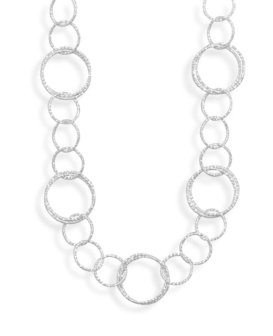 Diamond-cut Circle Links Necklace 24-inch Sterling Silver