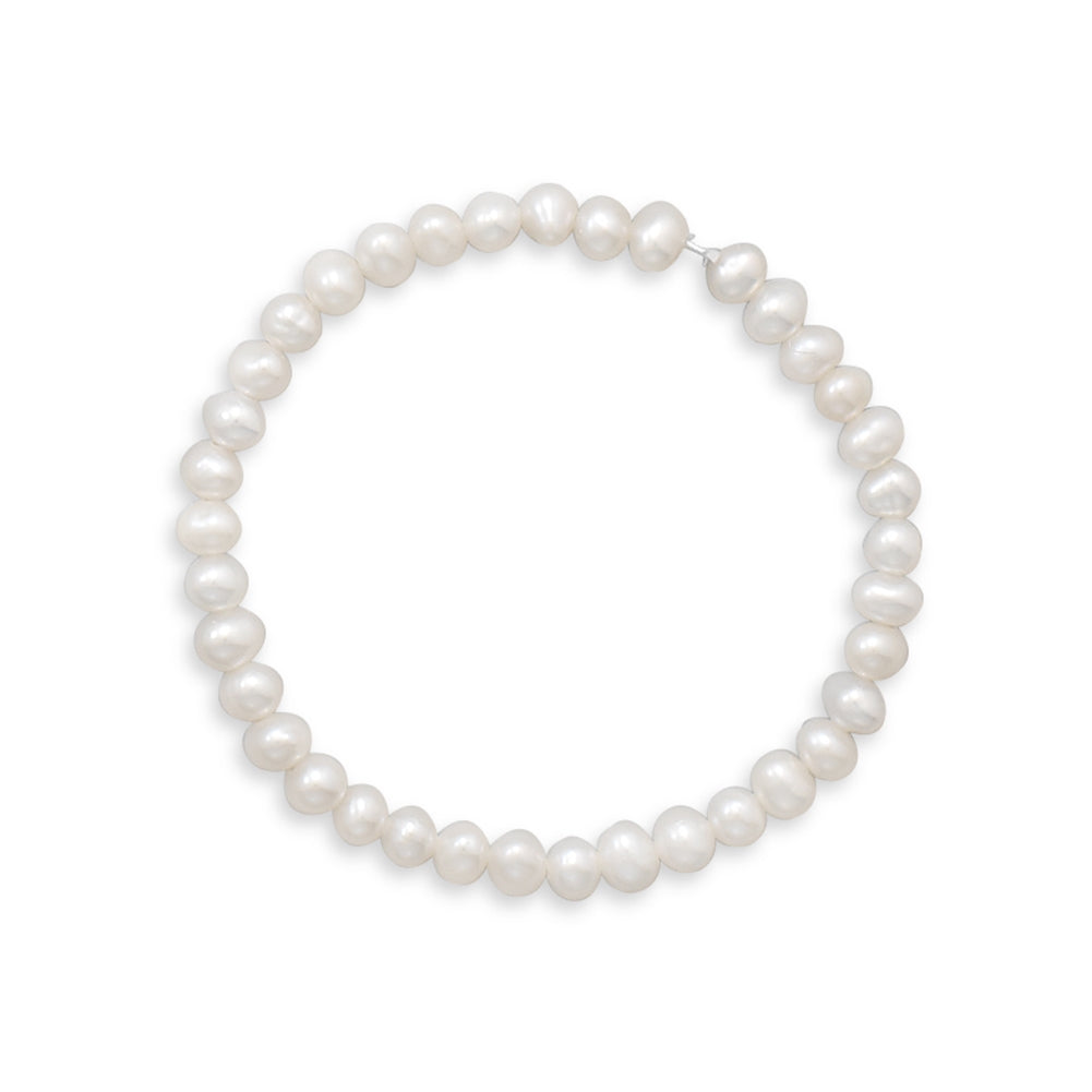White Cultured Freshwater Pearl Small Stretch Bracelet