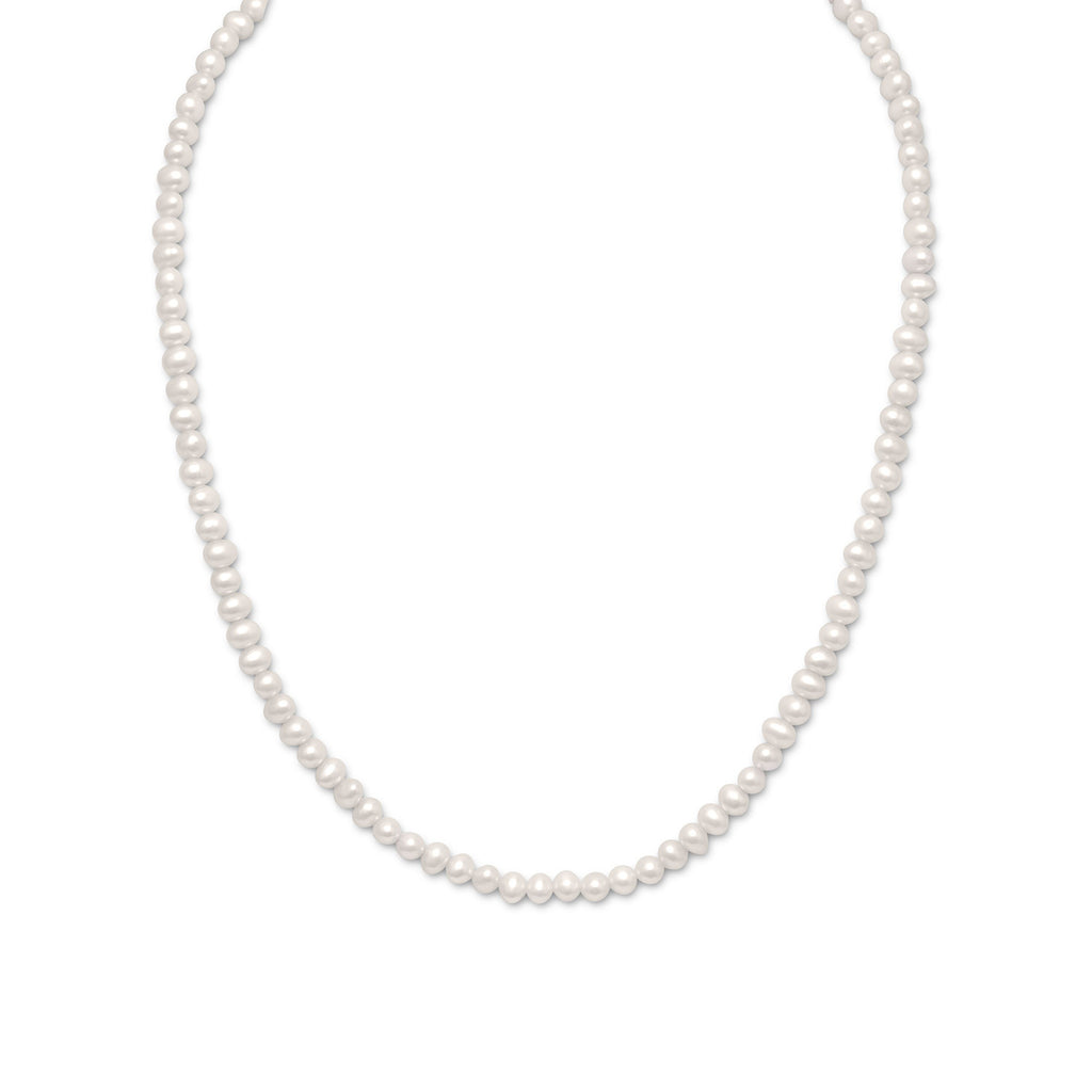 White Cultured Freshwater Pearl Choker Necklace Sterling Silver