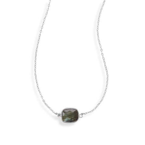 Genuine Labradorite Necklace Sterling Silver Adjustable Length