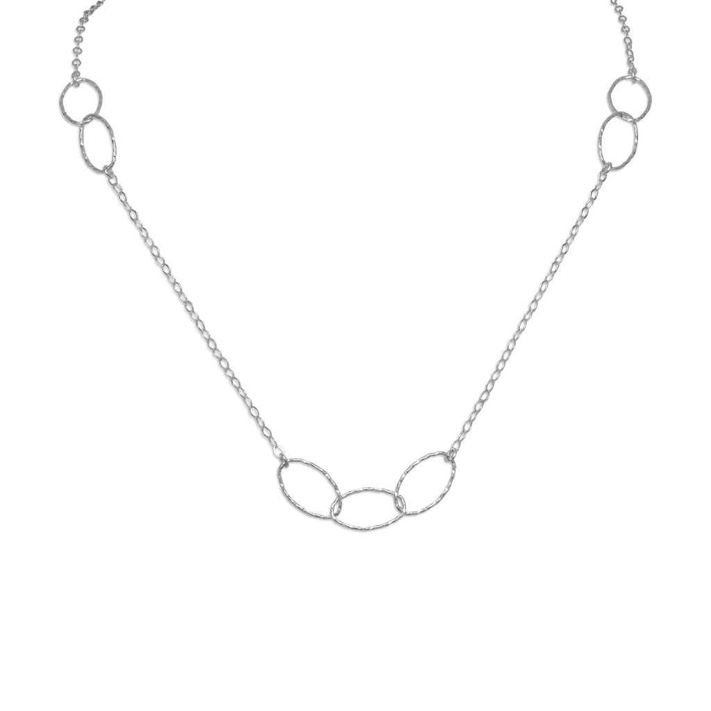 Oval Link and Chain Necklace Rhodium on Sterling Silver - Nontarnish