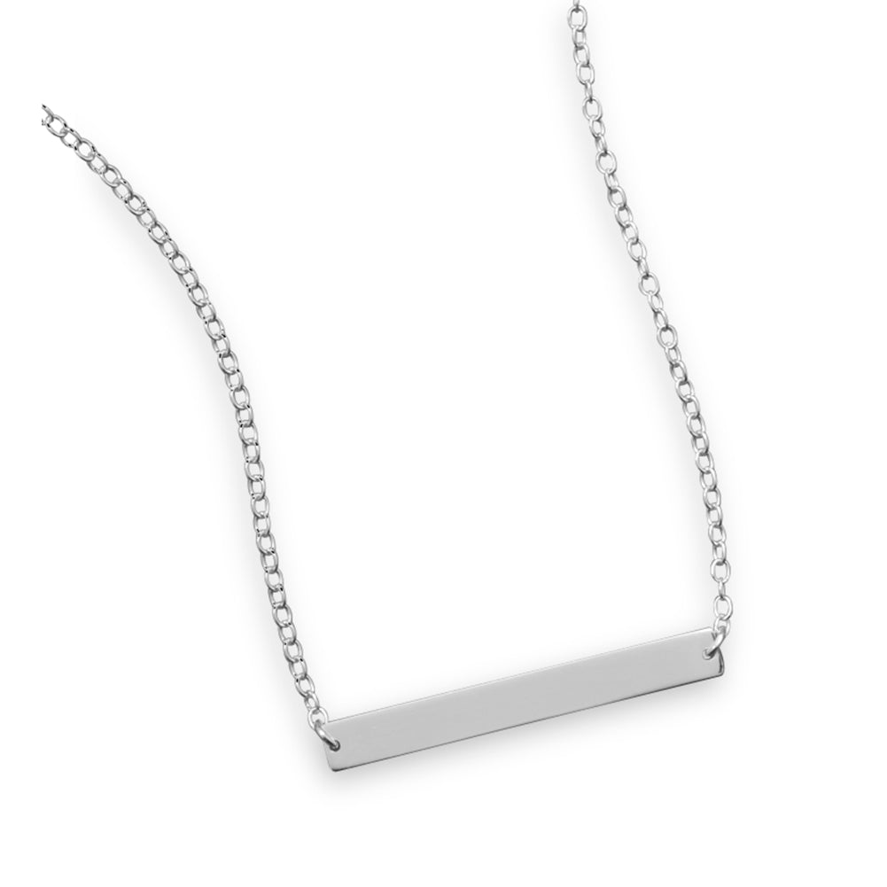 Bar Necklace Sterling Silver - Adjustable Length