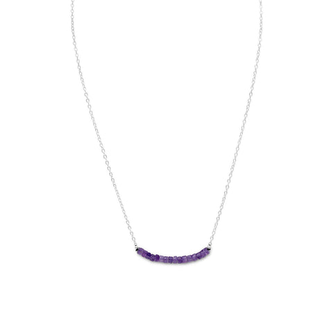 Amethyst Bead Bar Necklace Sterling Silver