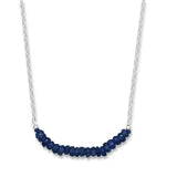 Sterling Silver with Blue Corundum Bar Necklace - Adjustable Length