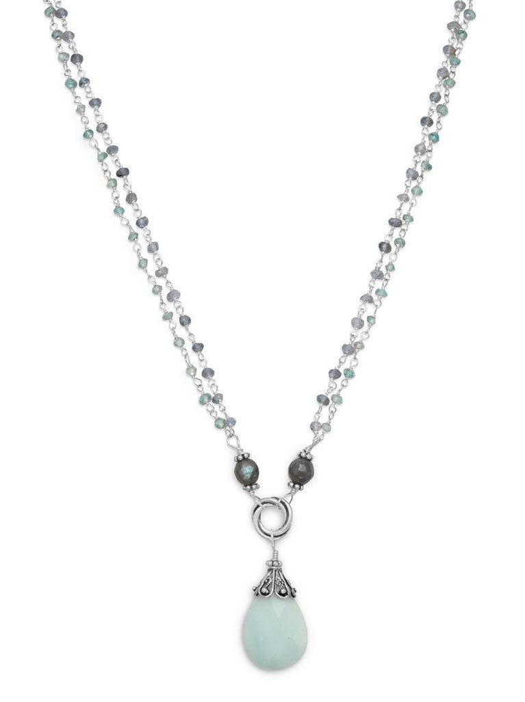 AzureBella Jewelry Multicolor Amazonite Bead Necklace Endless Style - No Clasp