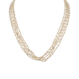 White Cultured Freshwater Pearl Necklace Multilayer 5-strand Gold-plated