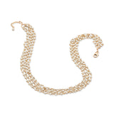 White Cultured Freshwater Pearl Necklace Multilayer 5-strand Gold-plated