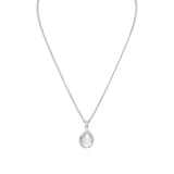 Clear Quartz Pear Shape Necklace Sterling Silver with Cubic Zirconia Accents