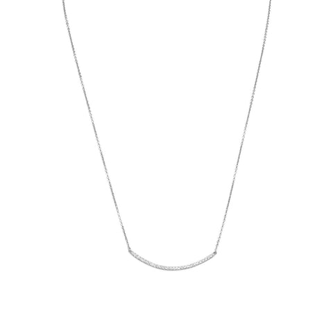 Curved Bar Necklace with Cubic Zirconia Adjustable Length Nontarnish