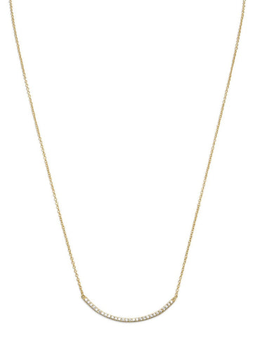 Bar Necklace with Cubic Zirconia Gold-plated Sterling Silver Adjustable Length