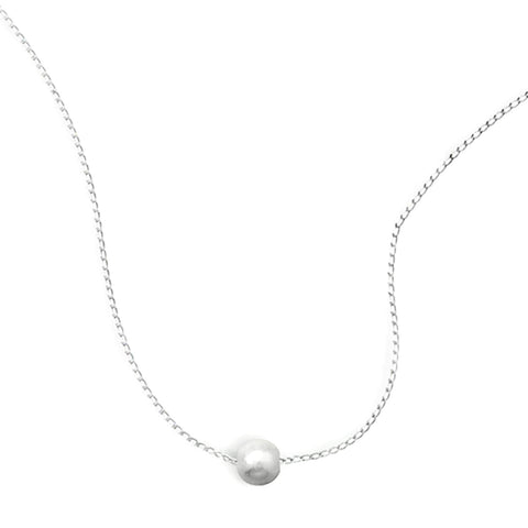 Single White Cultured Freshwater Pearl Necklace Sterling Silver