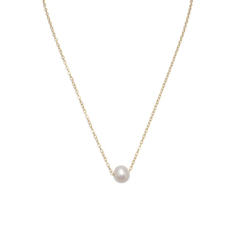 Single White Cultured Freshwater Pearl Necklace 14k Gold-filled