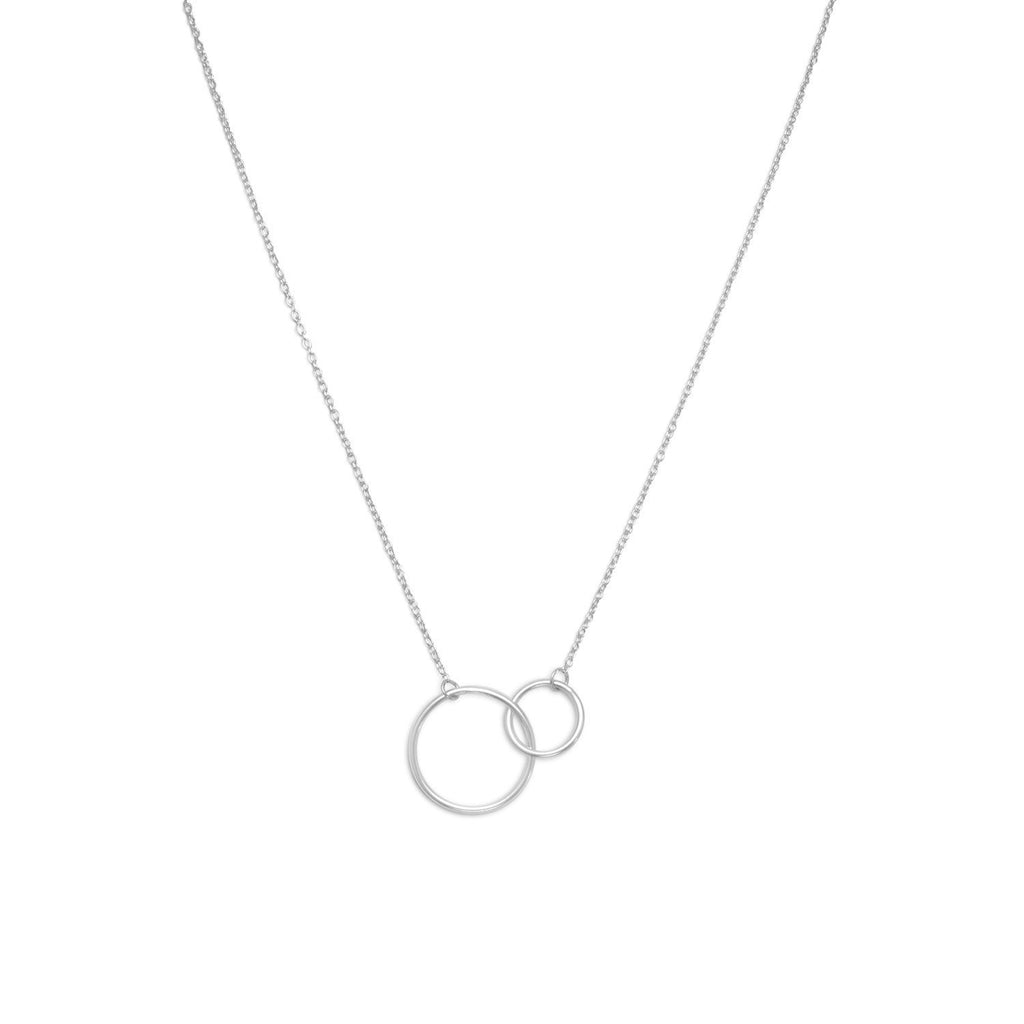 Double Circle Link Necklace Rhodium-plated Sterling Silver