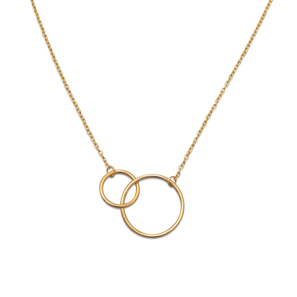 Double Circle Link Necklace Gold-plated Sterling Silver