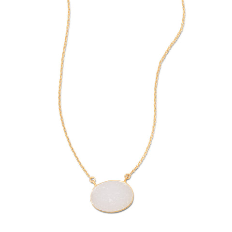 White Druzy Necklace Gold-plated Sterling Silver