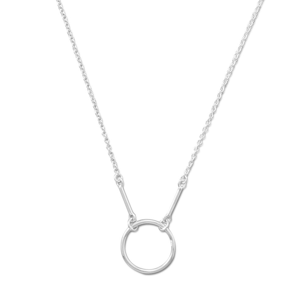 Circle and Bar Geometric Sterling Silver Necklace Adjustable Length