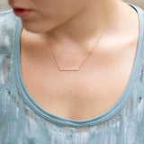 Bar Necklace Rose Gold-plated Sterling Silver with Cubic Zirconia