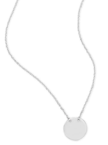 Round ID Tag Necklace Engraveable Sterling Silver