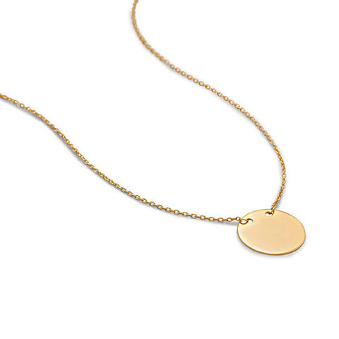 Round ID Tag Necklace Engraveable Gold-plated on Sterling Silver