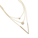 Three Strand Layered V Necklace Gold-plated Sterling Silver Cubic Zirconia