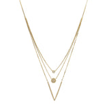 Three Strand Layered V Necklace Gold-plated Sterling Silver Cubic Zirconia