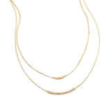 Double Layer Necklace Gold-plated Sterling Silver with Cubic Zirconia Bars