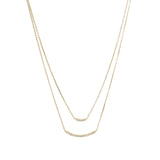 Double Layer Necklace Gold-plated Sterling Silver with Cubic Zirconia Bars