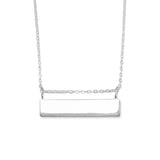 Bar Necklace with Engraveable Name Plate Sterling Silver - Adjustable Length