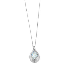 Roman Glass Necklace Teardrop Shape with Diamond-shape Inset Sterling Silver Roman Glass Necklace Teardrop Shape with Diamond-shape Inset Sterling Silver