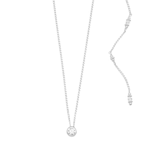 Long Back Drop Necklace with Cubic Zirconia and Crystals Sterling Silver