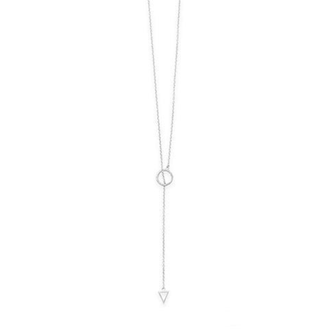 Triangle and Circle Lariat Necklace Sterling Silver