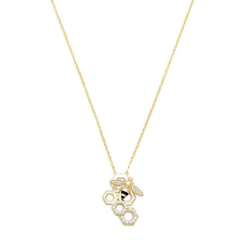 Honey Bee Necklace Gold-plated with Cubic Zirconia