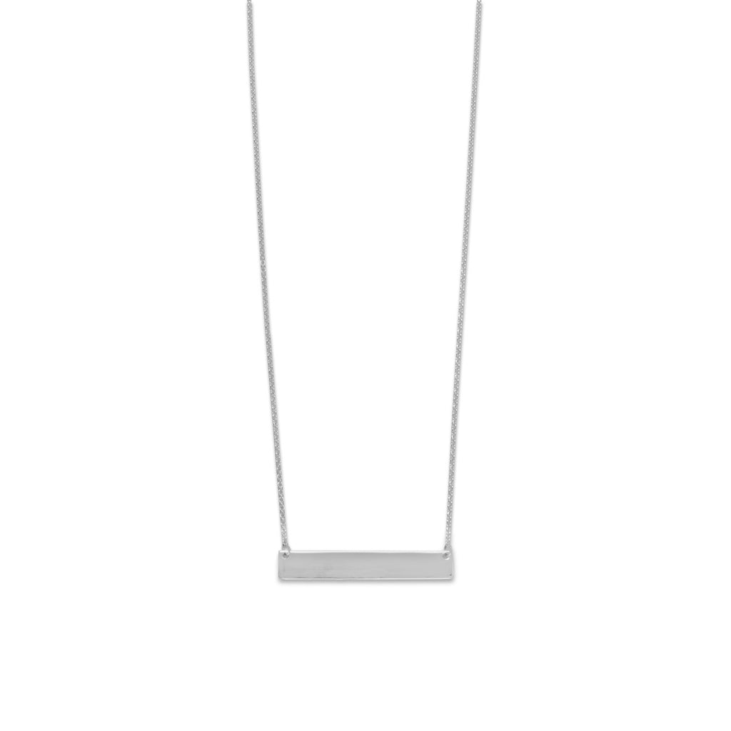 Sterling Silver Engravable Bar Necklace Adjustable Length