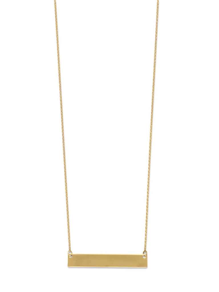 Gold-plated Sterling Silver Engravable Bar Necklace Adjustable