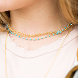 Three Strand Choker Chain Necklace with Gold-plated Sterling Silver