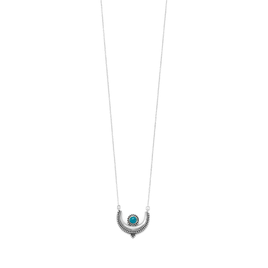 Crescent and Moon Necklace Reconstituted Turquoise Sterling Silver