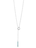 Circle Lariat Necklace with Small Turquoise-color CZs Sterling Silver