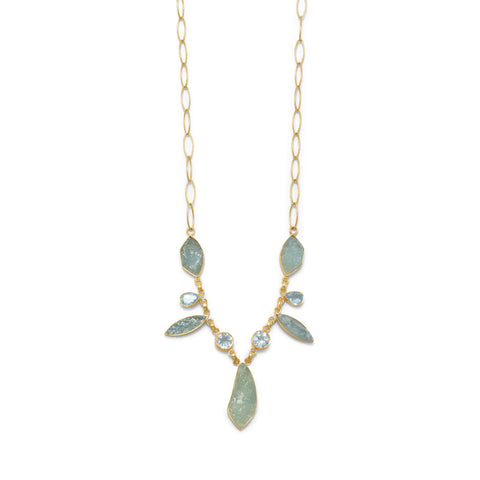 Blue Topaz and Aquamarine Necklace Gold-plated Sterling Silver