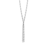 Bead Satellite Chain Bolo Y Necklace Rhodium on Sterling Silver - Nontarnish