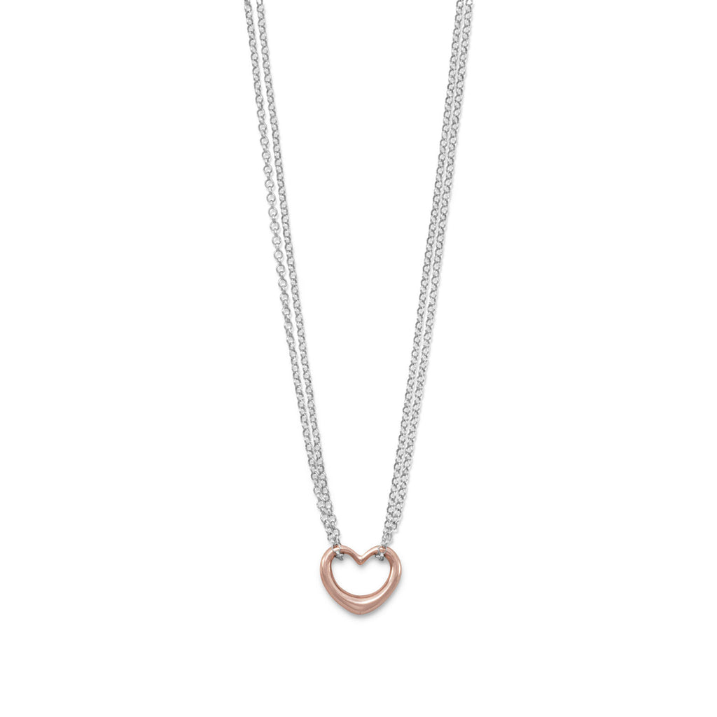 Heart NecklaceTwo Tone Rose Gold-plated with Two Strands