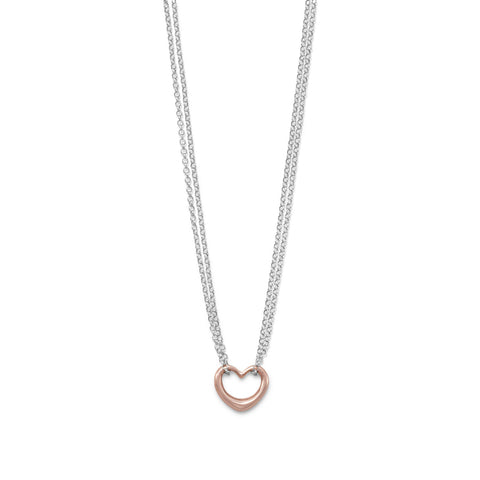 Heart NecklaceTwo Tone Rose Gold-plated with Two Strands