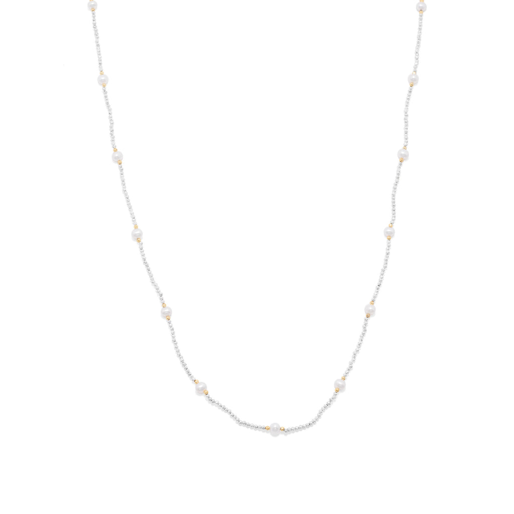 Pyrite and Cultured Freshwater Pearl Necklace Endless Design