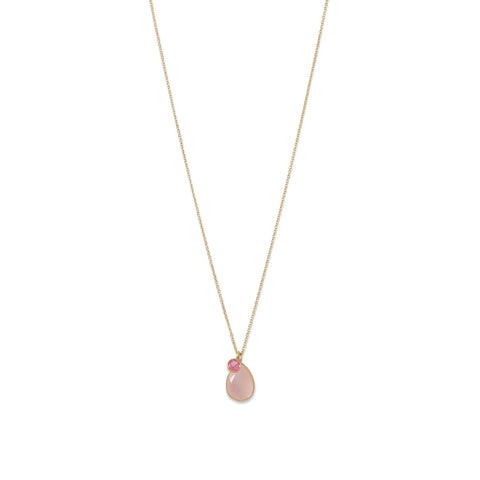 Rose Quartz Necklace Rose Gold-plated Sterling Silver Adjustable Length