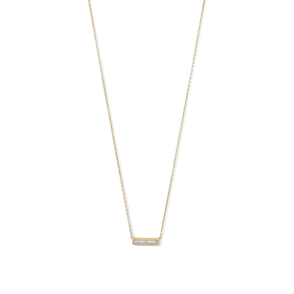 Mini Cubic Zirconia Bar Necklace Gold-plated Sterling Silver