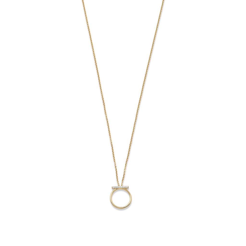 Circle Bar Design Necklace Gold-plated Sterling Silver with Cubic Zirconia
