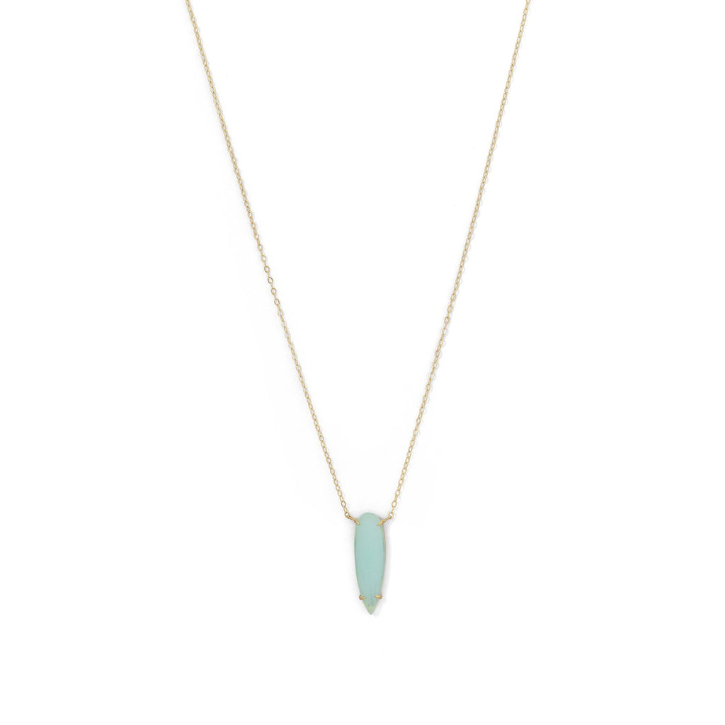Gold-plated Sterling Silver Green Glass Drop Pendant Necklace