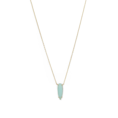 Gold-plated Sterling Silver Green Glass Drop Pendant Necklace