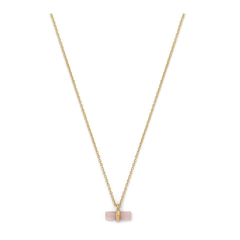 Dyed Rose Quartz Necklace with Pencil Cut Stone Gold-plated Sterling Silver