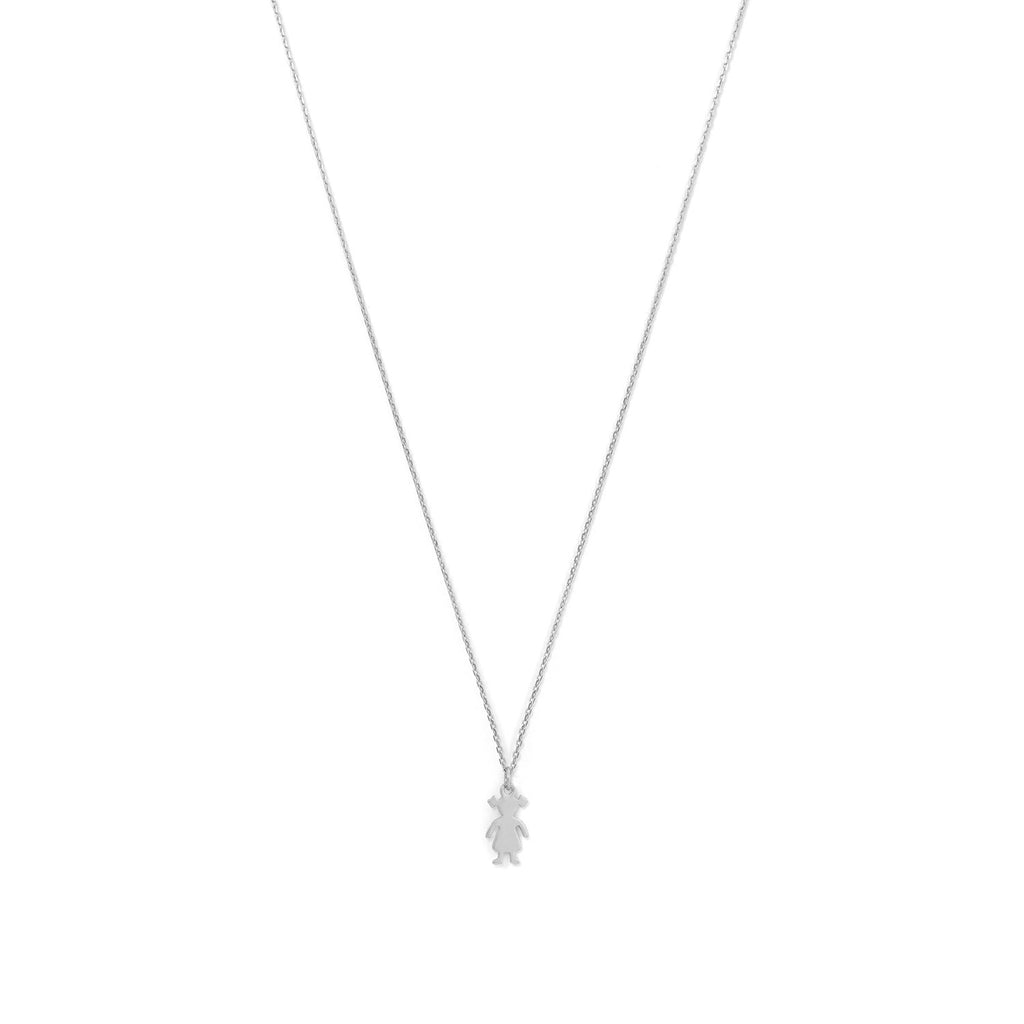 Silhouette Girl Necklace - Sterling Silver with Rhodium Plate